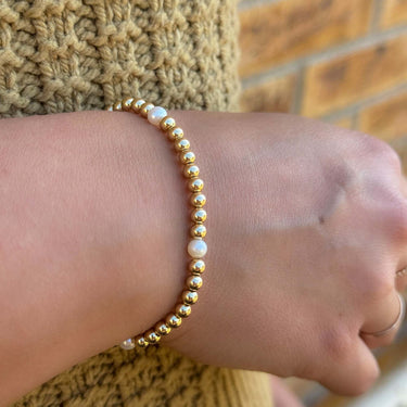 5 Pearl Dot Beaded Stretch Bracelet