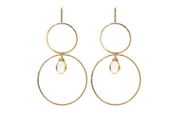 Gold hoops With Citrine drop Stone Trifecta Earring. SABINAJEWELRY.COM - Interchangeable jewelry gives you the ability to create your own endless styles, and to mix-and-match your jewelry piece. With a simple interchangeable lever-back, earrings can be made into necklaces and piled onto each other to create different styles.