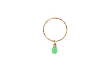Small hammered gold hoop with Chrysoprase briolette gemstone drop. SABINAJEWELRY.COM - Interchangeable jewelry gives you the ability to create your own endless styles, and to mix-and-match your jewelry piece. With a simple interchangeable lever-back, earrings can be made into necklaces and piled onto each other to create different styles.